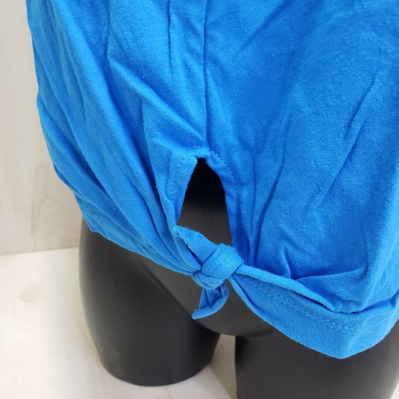 VANS Women's Shirt NEW Small Tank Blue Knot Front Top Tee Floral Check Logo - Picture 3 of 6